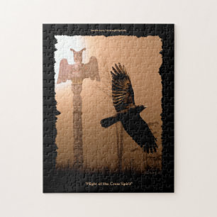 Quebra-cabeça Flying Crow & Totem-Pole Native American Quebra-ca