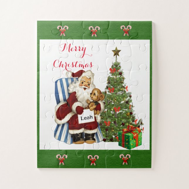 Quebra-cabeça Fofo Natal Personalizado Vintage Santa Claus (Vertical)