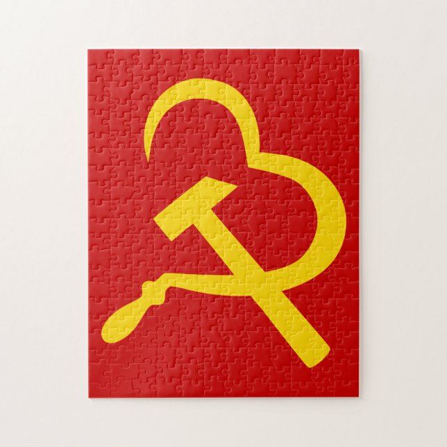 Quebra-cabeça Foice e Martelo, Coração, Amor, Comunismo (Vertical)