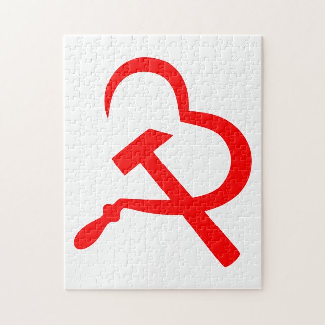 Quebra-cabeça Foice e Martelo, Coração, Amor, Comunismo (Vertical)