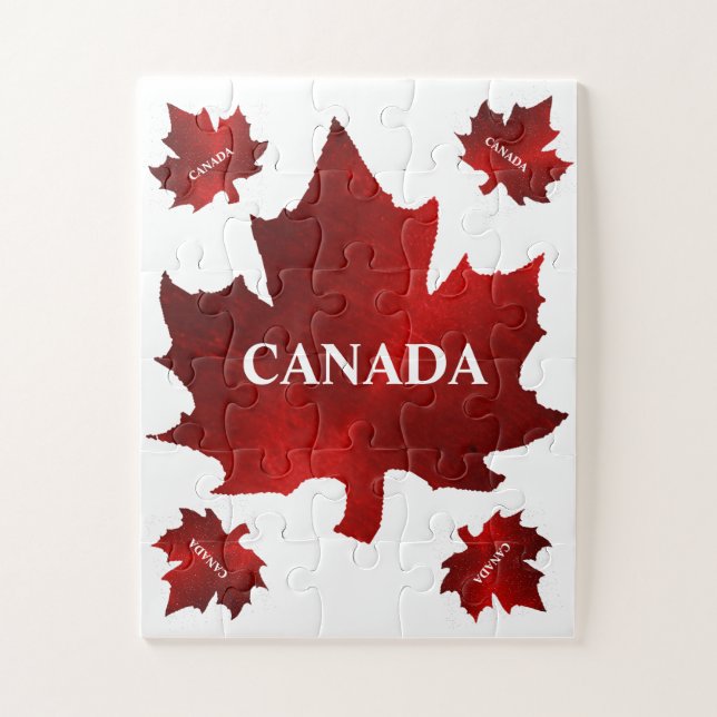 Quebra-cabeça Folha de Mapas Vermelhos de 30 Peças do CANADÁ (Vertical)