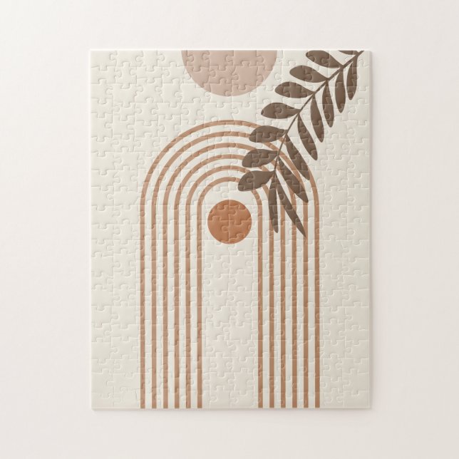 Quebra-cabeça Folha de Palmeira Arco-íris Sol, Arte Geométrica A (Vertical)