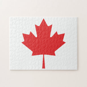 Quebra-cabeça folha vermelha do mapa canadense
