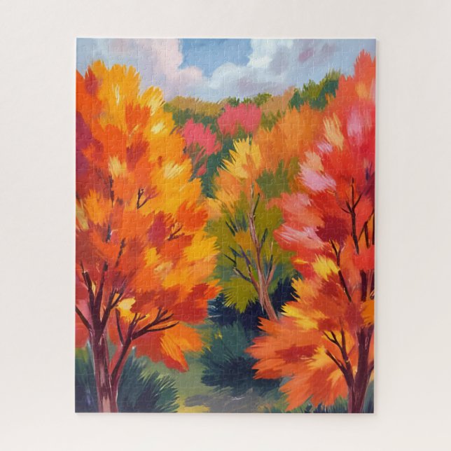 Quebra-cabeça Folhagem de Outono | Aquarela de Folhas de Outono  (Vertical)