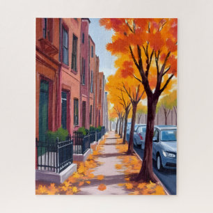 Quebra-cabeça Folhagem de Outono de Boston em Aquarela
