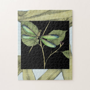 Quebra-cabeça Folhas com Dragonfly Inset por Jennifer Goldberger