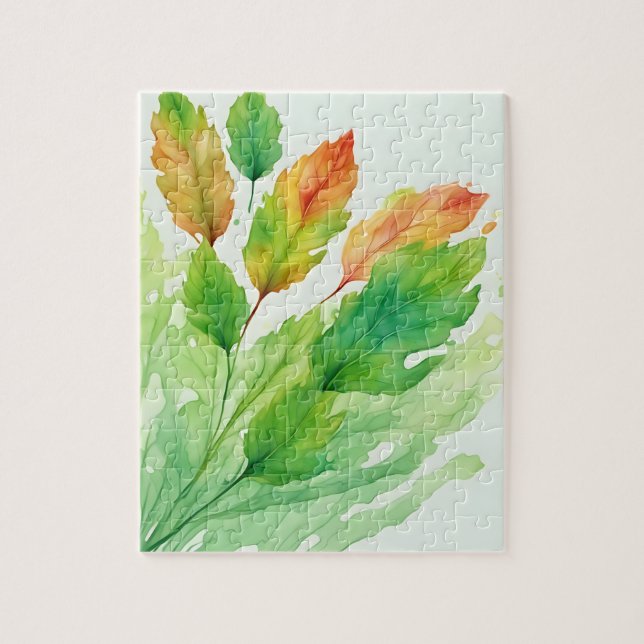 Quebra-cabeça Folhas de Aquarela (Vertical)