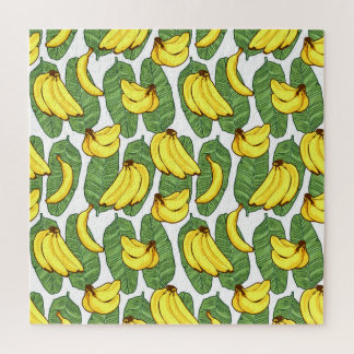 Quebra-cabeça Folhas de Banana: Padrão de Fruta Tropical