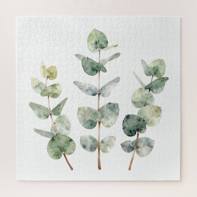 Quebra-cabeça Folhas de Eucalipto Botânico em Aquarela (Vertical)
