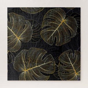 Quebra-cabeça Folhas de monstera ouro, floral romântico sem cost