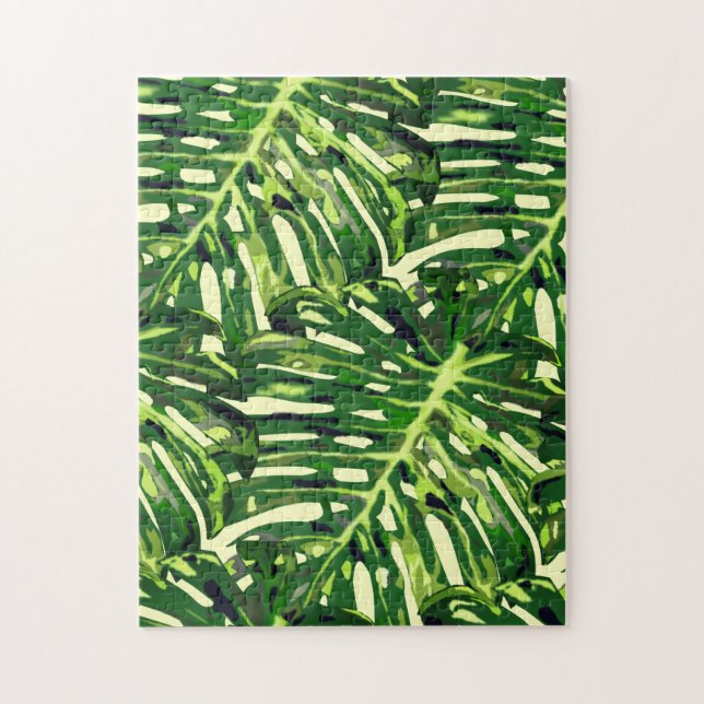 Quebra-cabeça Folhas de Monstera Tropicais - Verde (Vertical)