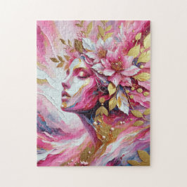 Quebra-cabeça Folhas do rosto da mulher abstrato Elegante