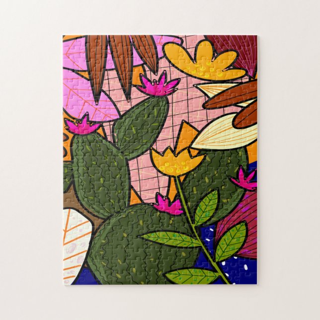Quebra-cabeça Folhas e flores tropicais abstratas (Vertical)