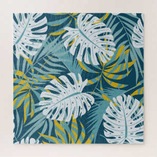 Quebra-cabeça Folhas tropicais coloridas, padrão abstrato origin