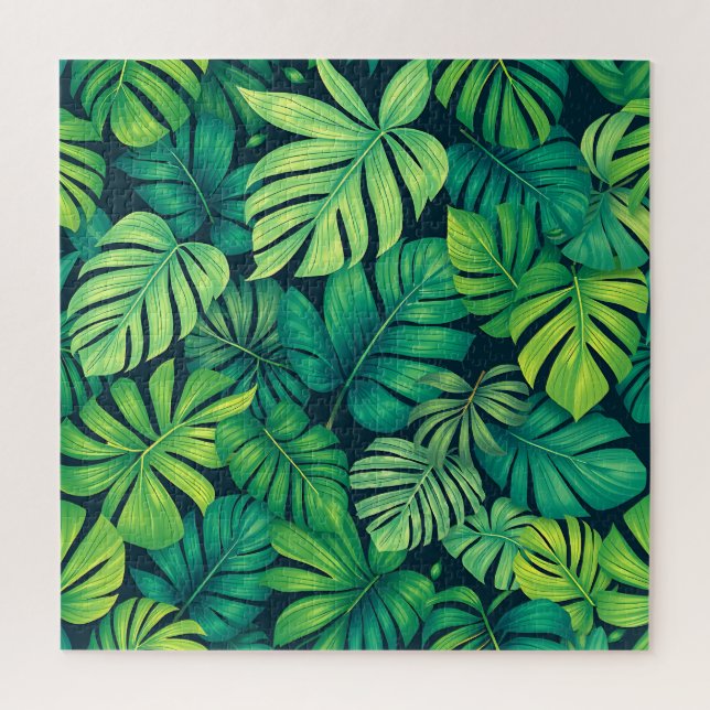 Quebra-cabeça Folhas Tropicais de Monstera Padrão de Selva (Vertical)