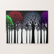 Folhas Vermelhas Vermelhas na Floresta de Silhueta