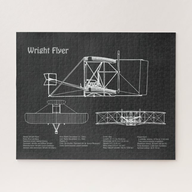 Quebra-cabeça Folheto Wright - Planos de desenho de avião em pla (Horizontal)