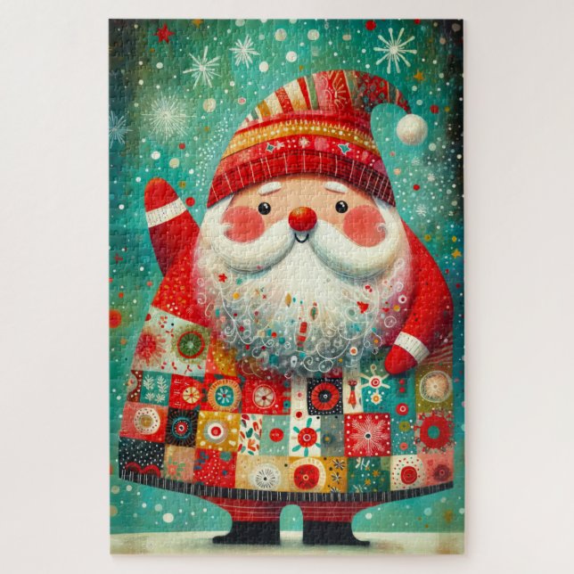 Quebra-cabeça Folk Art Santa Claus (Vertical)