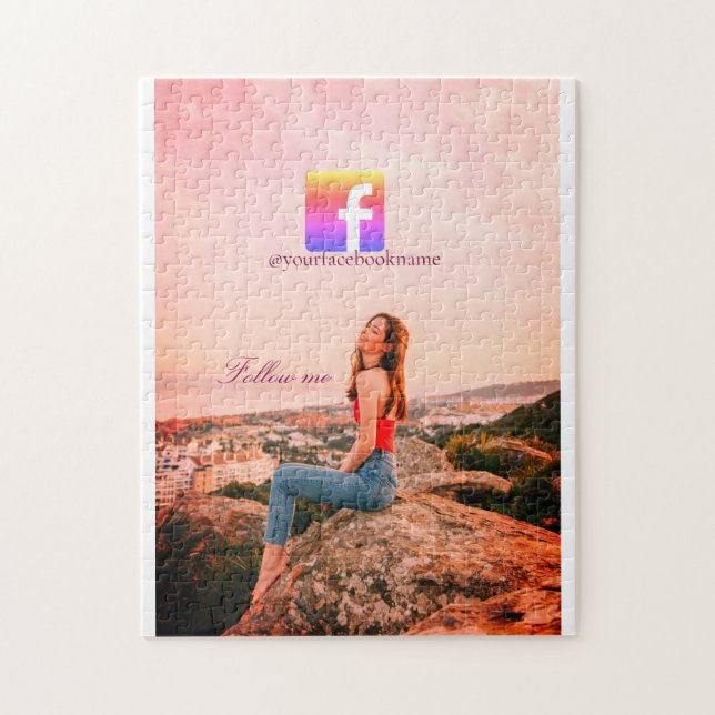 Quebra-cabeça follow us facebook username social media photo  (Vertical)