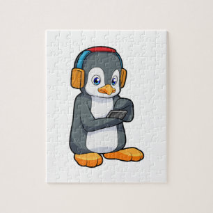 Quebra-cabeça Fone de ouvido para música pinguim