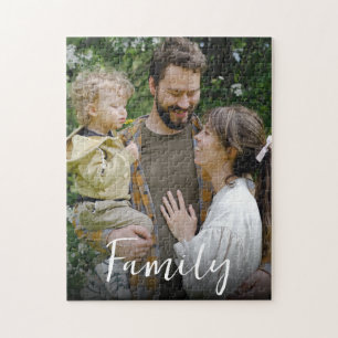 Quebra-cabeça Fonte de Script de Família Foto Personalizada