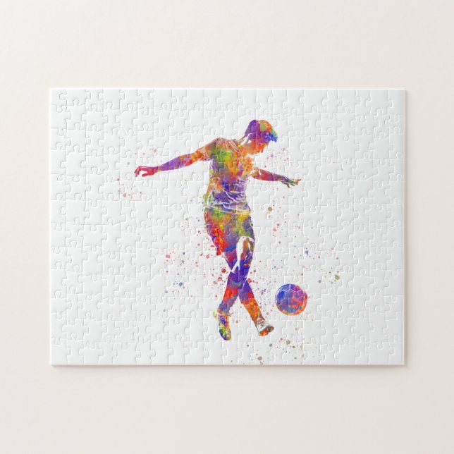 Quebra-cabeça Football player in watercolor (Horizontal)