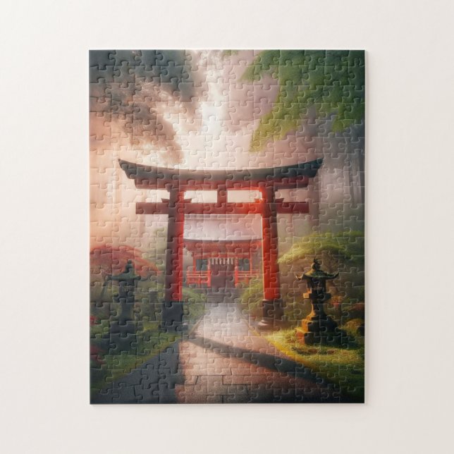 Quebra-cabeça Forest Shrine Gate – Zen Landscape Puzzle (Vertical)