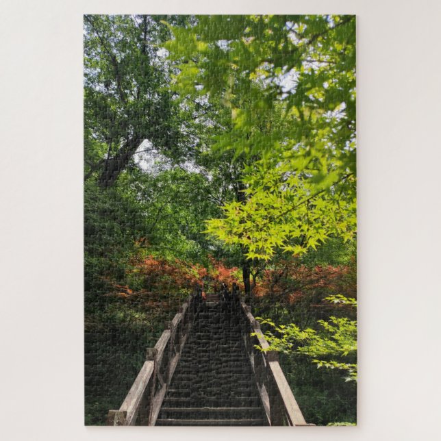 Quebra-cabeça Forest Stair Nature outono (Vertical)