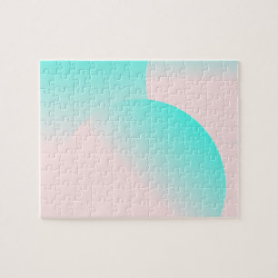 Quebra-cabeça Forma Pastel Orgânica Rosa Moderno Verde Água