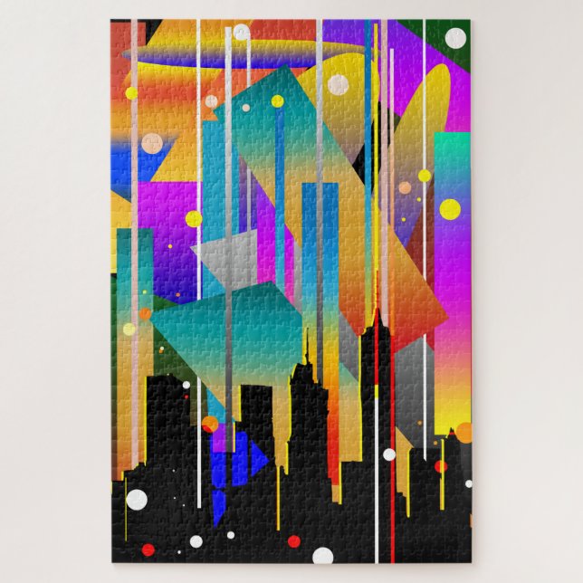 Quebra-cabeça Formas Geométricas Abstratas Modernas de Nova York (Vertical)