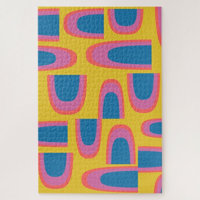 Quebra-cabeça Formas Geométricas Abstrato Quirky em Amarelo Bril (Vertical)