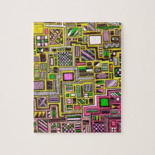 Quebra-cabeça Formas geométricas cor-de-rosa e amarela punk pop