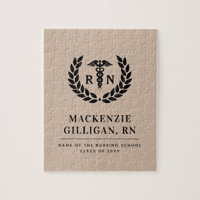 Quebra-cabeça Formatura Personalizada de Enfermagem RN Elegante (Vertical)