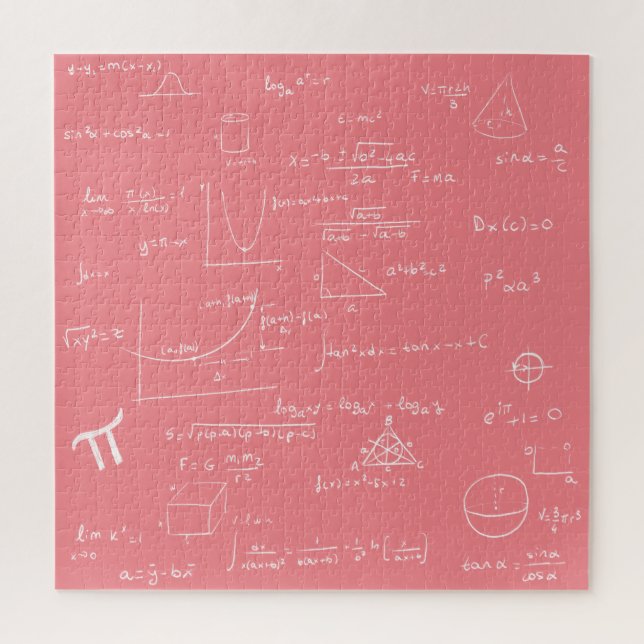 Quebra-cabeça Fórmulas e Equações Matemáticas Rosa Fofa Feminina (Vertical)