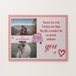 Quebra-cabeça Foto cardíaca XO Proposta de Casamento Poema do na