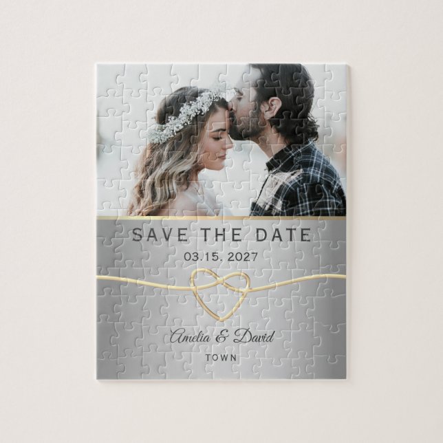 Quebra-cabeça Foto Casamento Save The Date (Vertical)