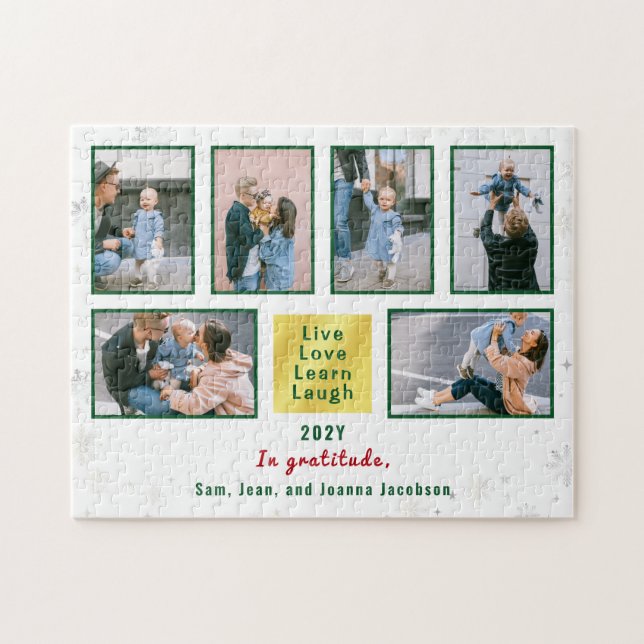 Quebra-cabeça Foto Colagem 6 Img Live Love Aprenda Rir Branco (Horizontal)