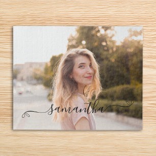 Quebra-cabeça Foto com Nome Personalizado e Laço Fofo