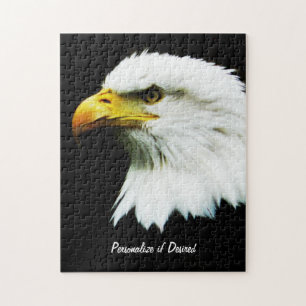 Quebra-cabeça Foto da águia americana no preto