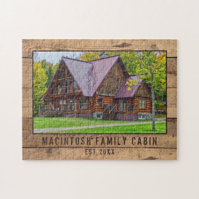 Quebra-cabeça Foto Da Cabina Da Família Árvores Da Floresta De M (Horizontal)