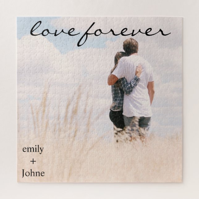 Quebra-cabeça Foto da Data de Nomes de Casamento para Sempre (Vertical)