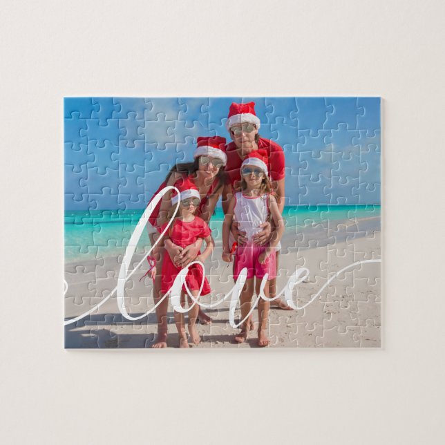 Quebra-cabeça Foto da Família com Letra de Forma Amor (Horizontal)
