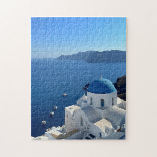 Quebra-cabeça Foto da Igreja Grécia Azul Domingos Santorini