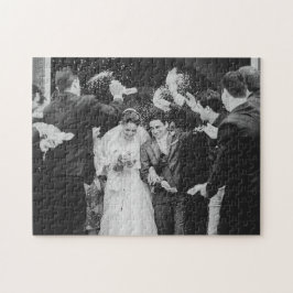 Quebra-cabeça Foto de casamento de recém-casados de parabéns