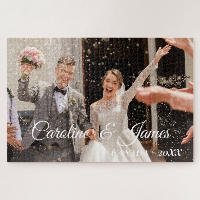 Quebra-cabeça Foto de casamento moderna simples (Horizontal)