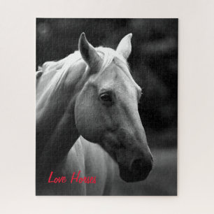 Quebra-cabeça Foto de Cavalo Branco Negro - Animais Adoram Caval