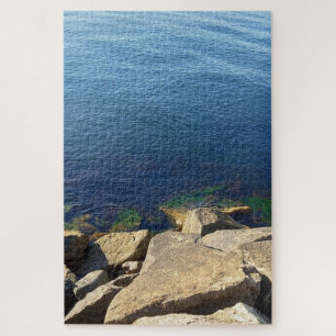 Quebra-cabeça Foto de Deep Blue Ocean e Rocky Shore