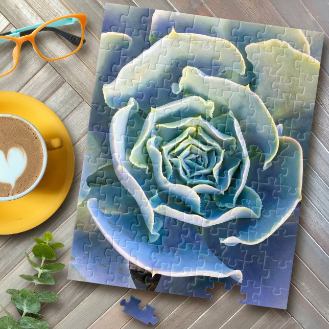 Quebra-cabeça Foto de Fechamento Elegante do Cactus Azul Roxo Ve (Criador carregado)