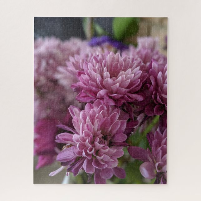 Quebra-cabeça Foto de Flores de Crisântemo Rosa e Roxo (Vertical)