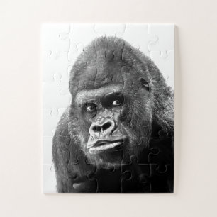 Quebra-cabeça Foto de gorila branca preta - Arte animal